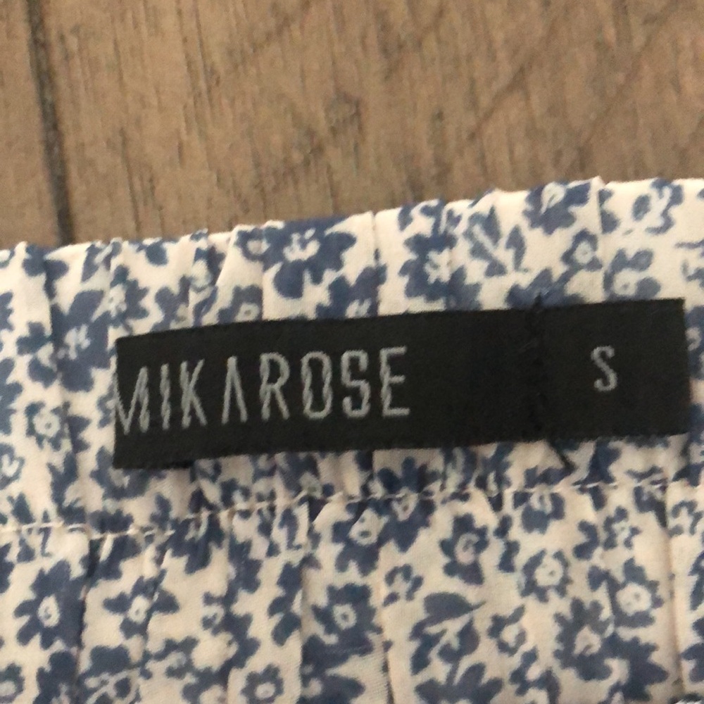Mikarose blue ditsy floral maxi broomstick skirt S Cottagecore prairie lined - Picture 2 of 12